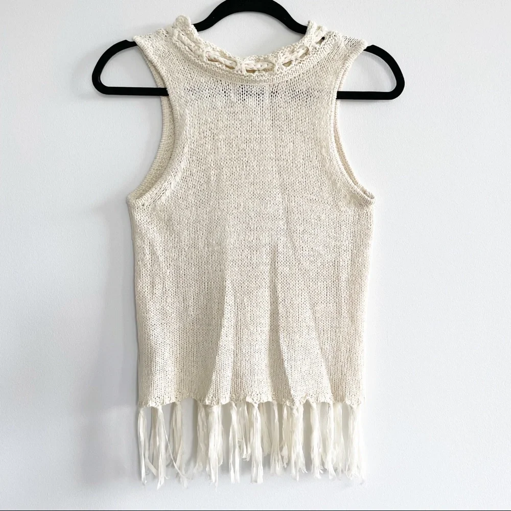 Anthropologie Pepin Boho Fringe Sweater Vest Size XSmall - Picture 2 of 7